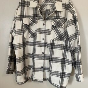 Plaid Button-Up Shirt Jacket perfect for layering